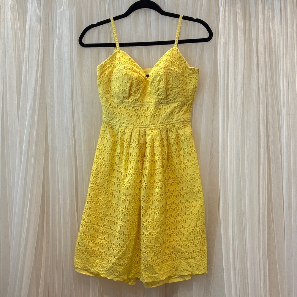 Le Chateau Yellow Eyelet Midi Dress
